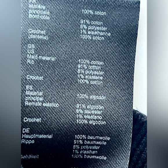 Maje Pointelle Knit 5 Button Polo Shirt, black/white trim, sz1(small) - Picture 14 of 16